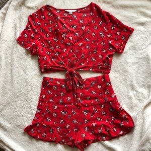 Red Floral 2-piece Outfit